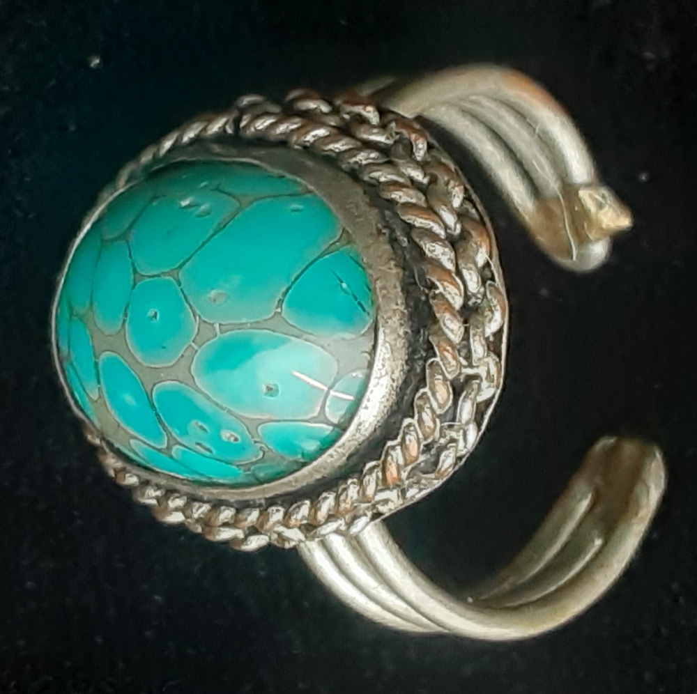 Adjustable Silver And Turquoise Ring - image 1